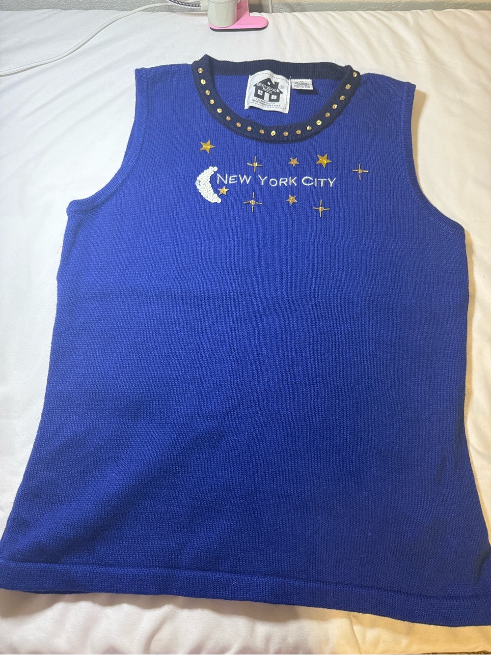 Storybook Knits Royal Blue Embroidered New York City Tank